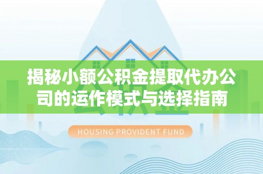 台儿庄揭秘小额公积金提取代办公司的运作模式与选择指南